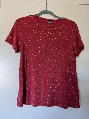 Old Navy Deep Pink Short Sleeve Tee with White Polka Dots